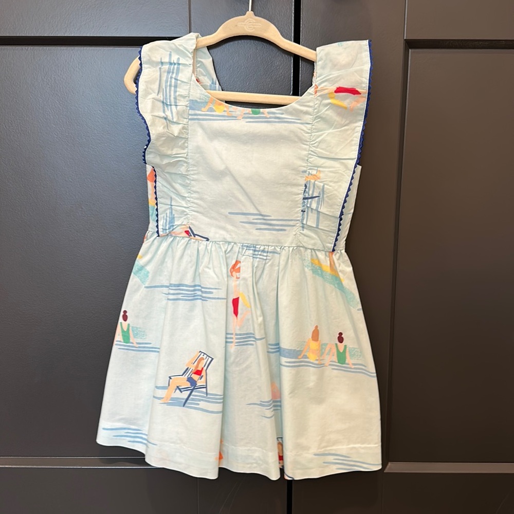 Classic Prep Kids Dress - Light Blue with Multicolor Print